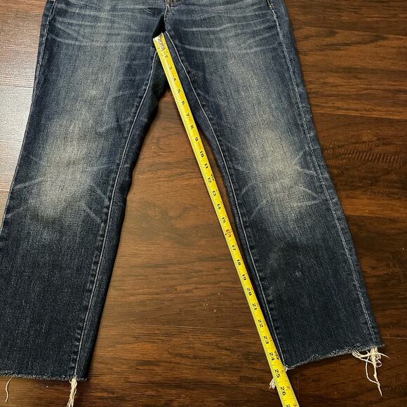 Madewell dark wash slim boyjean raw hem jeans size 28 - Picture 11 of 14